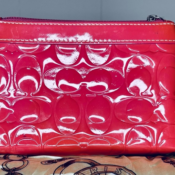 Coach Red Patent Leather Wristlet - Picture 3 of 6